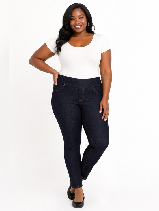Lee Denim - Plus-Size Slim Fit Skinny Leg Pull on Jean Size 24W Short Length/ Petite